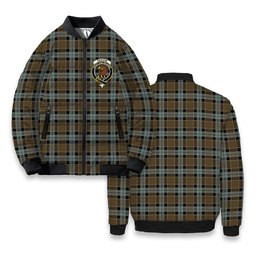 ScotsTee Shop Scottish Graham of Menteith Weathered Crest Tartan Bomber Puffer Jacket