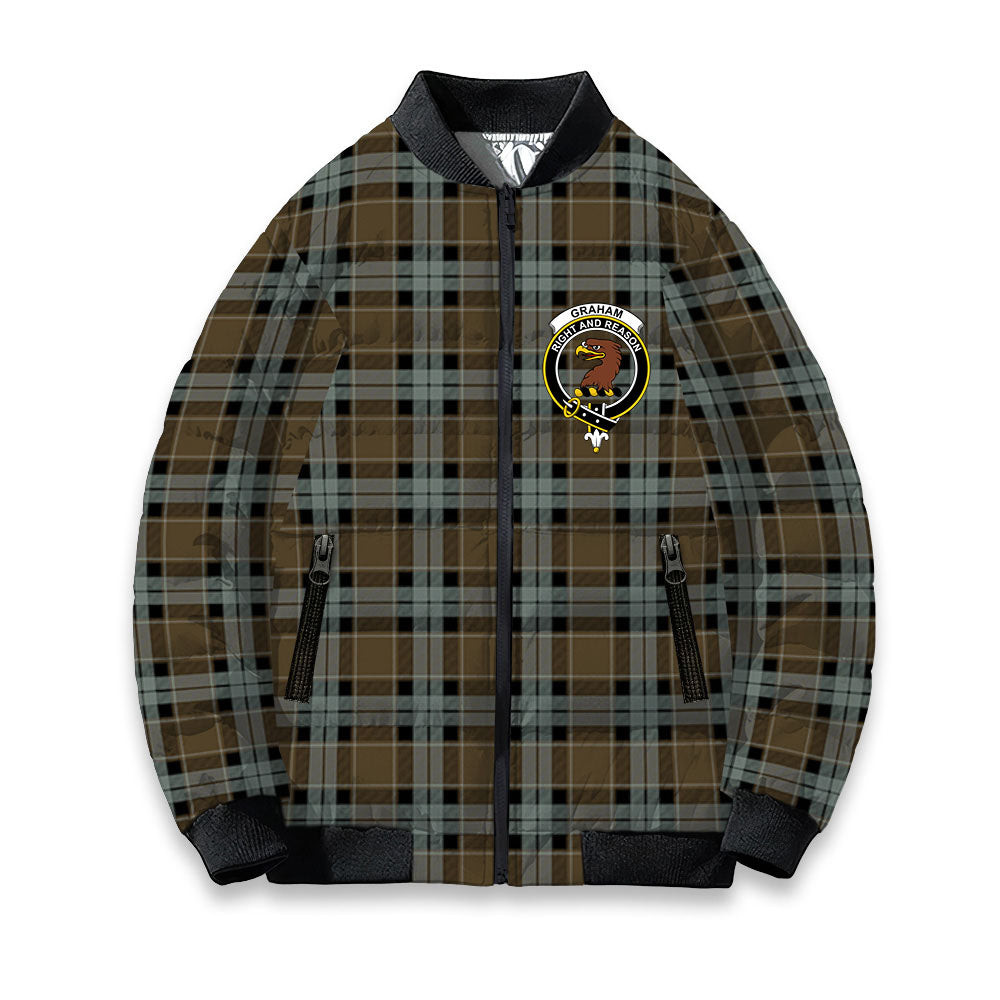 ScotsTee Shop Scottish Graham of Menteith Weathered Crest Tartan Bomber Puffer Jacket