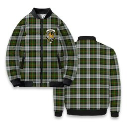 ScotsTee Shop Scottish Gillies Dress Green Crest Tartan Bomber Puffer Jacket