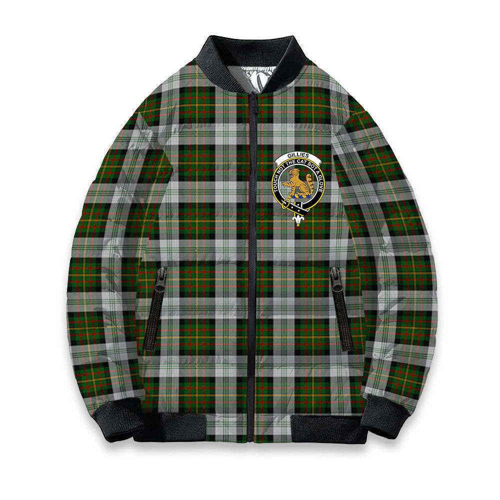 ScotsTee Shop Scottish Gillies Dress Green Crest Tartan Bomber Puffer Jacket