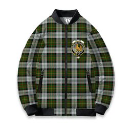 ScotsTee Shop Scottish Gillies Dress Green Crest Tartan Bomber Puffer Jacket