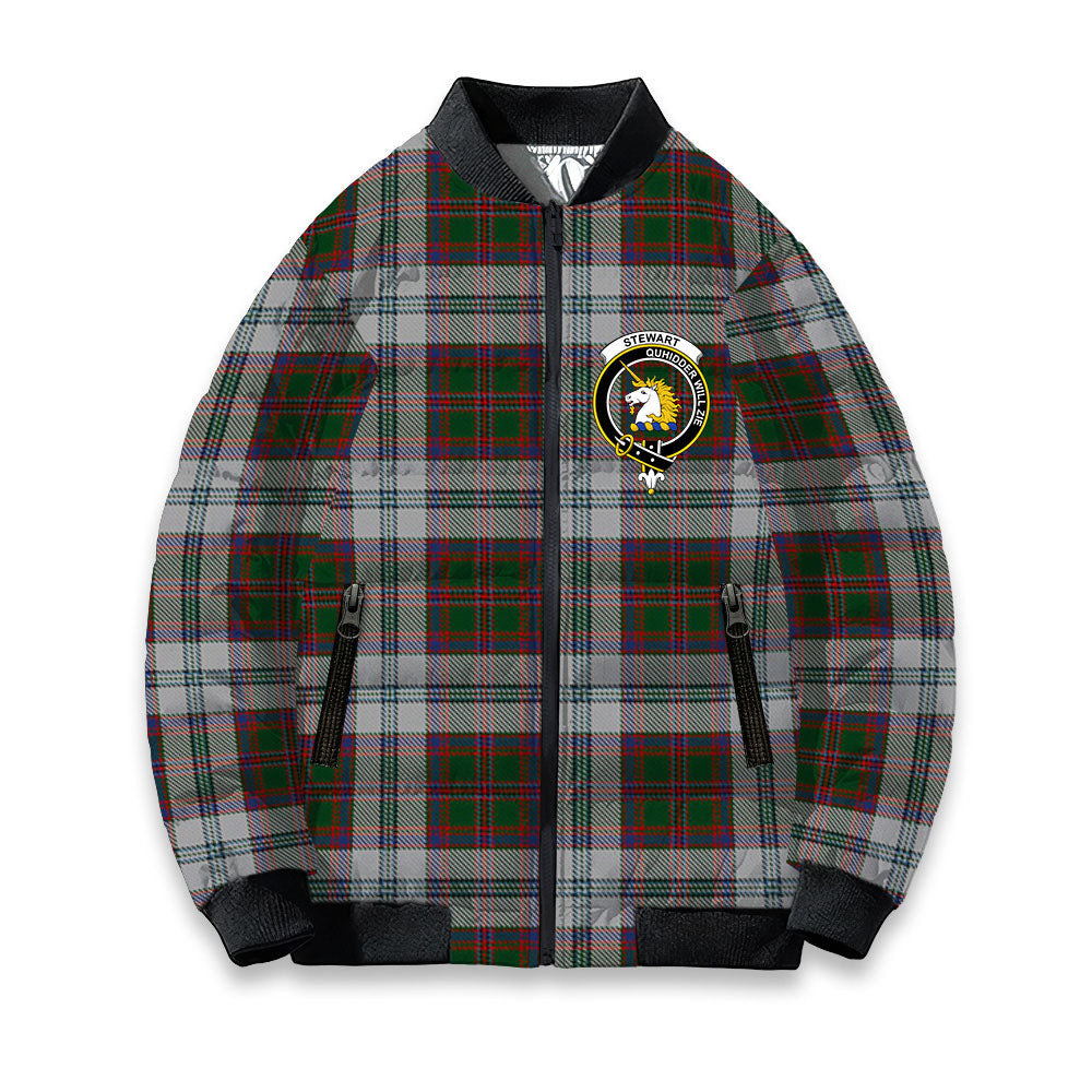 ScotsTee Shop Scottish Stewart of Appin Dress Crest Tartan Bomber Puffer Jacket