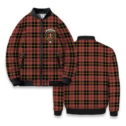 ScotsTee Shop Scottish MacAlister of Skye Ancient Crest Tartan Bomber Puffer Jacket