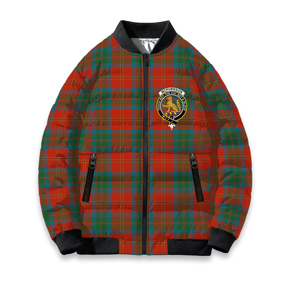 ScotsTee Shop Scottish McPherson of Cluny Ancient Crest Tartan Bomber Puffer Jacket