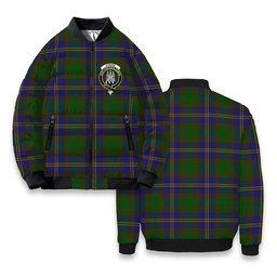 ScotsTee Shop Scottish Strang of Balkaskie Crest Tartan Bomber Puffer Jacket