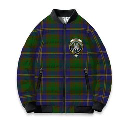 ScotsTee Shop Scottish Strang of Balkaskie Crest Tartan Bomber Puffer Jacket