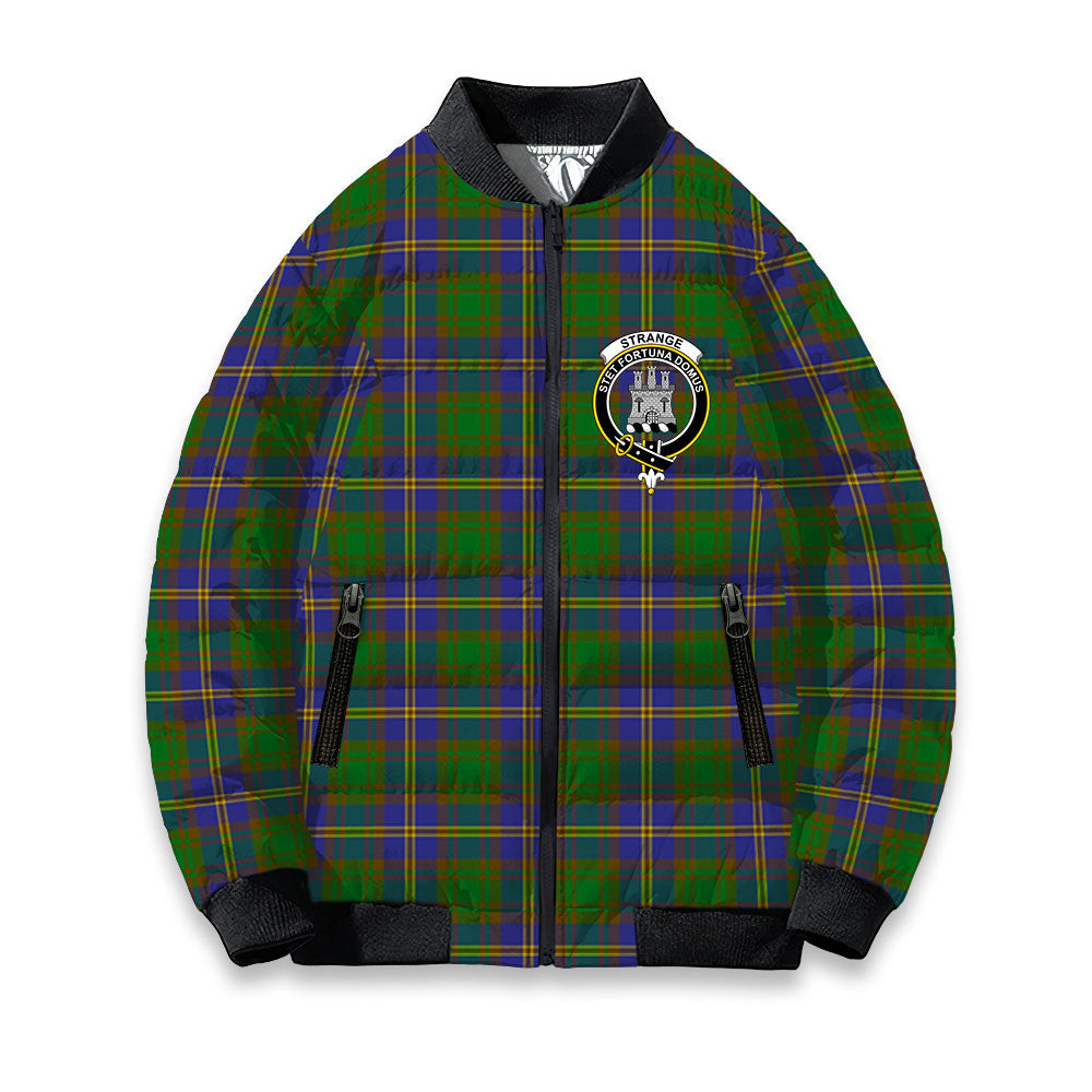 ScotsTee Shop Scottish Strange of Balkaskie SC Crest Tartan Bomber Puffer Jacket