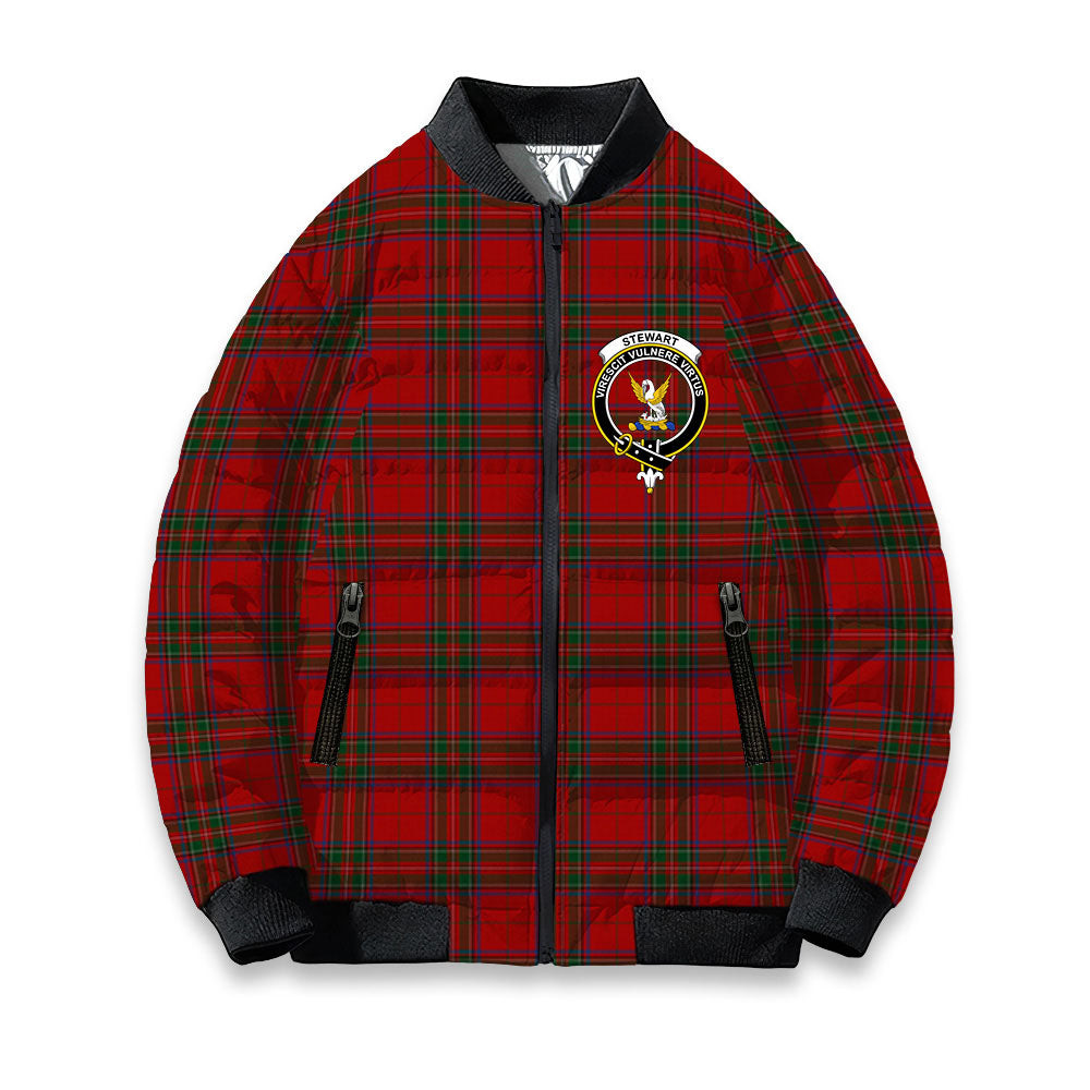 ScotsTee Shop Scottish Stewart of Rothesay 2 Crest Tartan Bomber Puffer Jacket