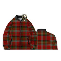 ScotsTee Shop Scottish Stewart of Galloway Crest Tartan Bomber Puffer Jacket