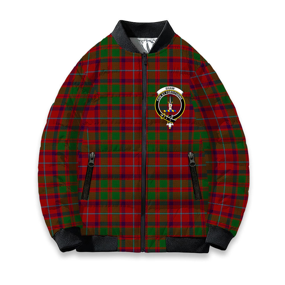 ScotsTee Shop Scottish Shaw of Tordarroch Red Dress Crest Tartan Bomber Puffer Jacket