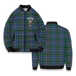 ScotsTee Shop Scottish Strang of Balkaskie Modern Crest Tartan Bomber Puffer Jacket