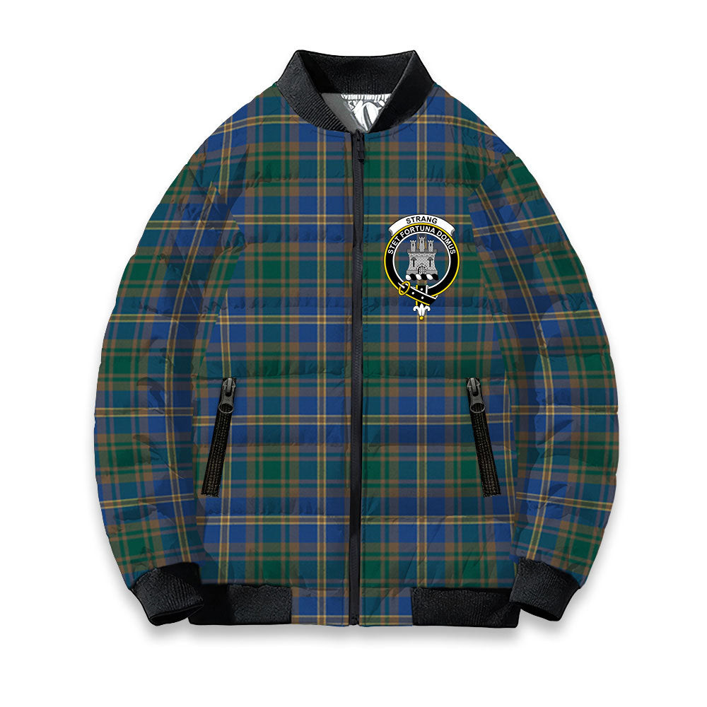 ScotsTee Shop Scottish Strang of Balkaskie Modern Crest Tartan Bomber Puffer Jacket
