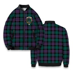 ScotsTee Shop Scottish McArthur of Milton Modern Crest Tartan Bomber Puffer Jacket