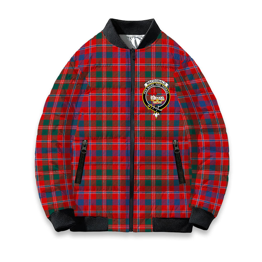 ScotsTee Shop Scottish MacDonald of Glenaladale Modern Crest Tartan Bomber Puffer Jacket