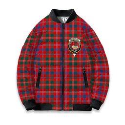ScotsTee Shop Scottish MacDonald of Glenaladale Modern Crest Tartan Bomber Puffer Jacket