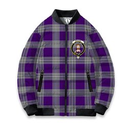 ScotsTee Shop Scottish Menzies Mauve and White Crest Tartan Bomber Puffer Jacket
