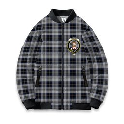 ScotsTee Shop Scottish Menzies Black Dress Crest Tartan Bomber Puffer Jacket