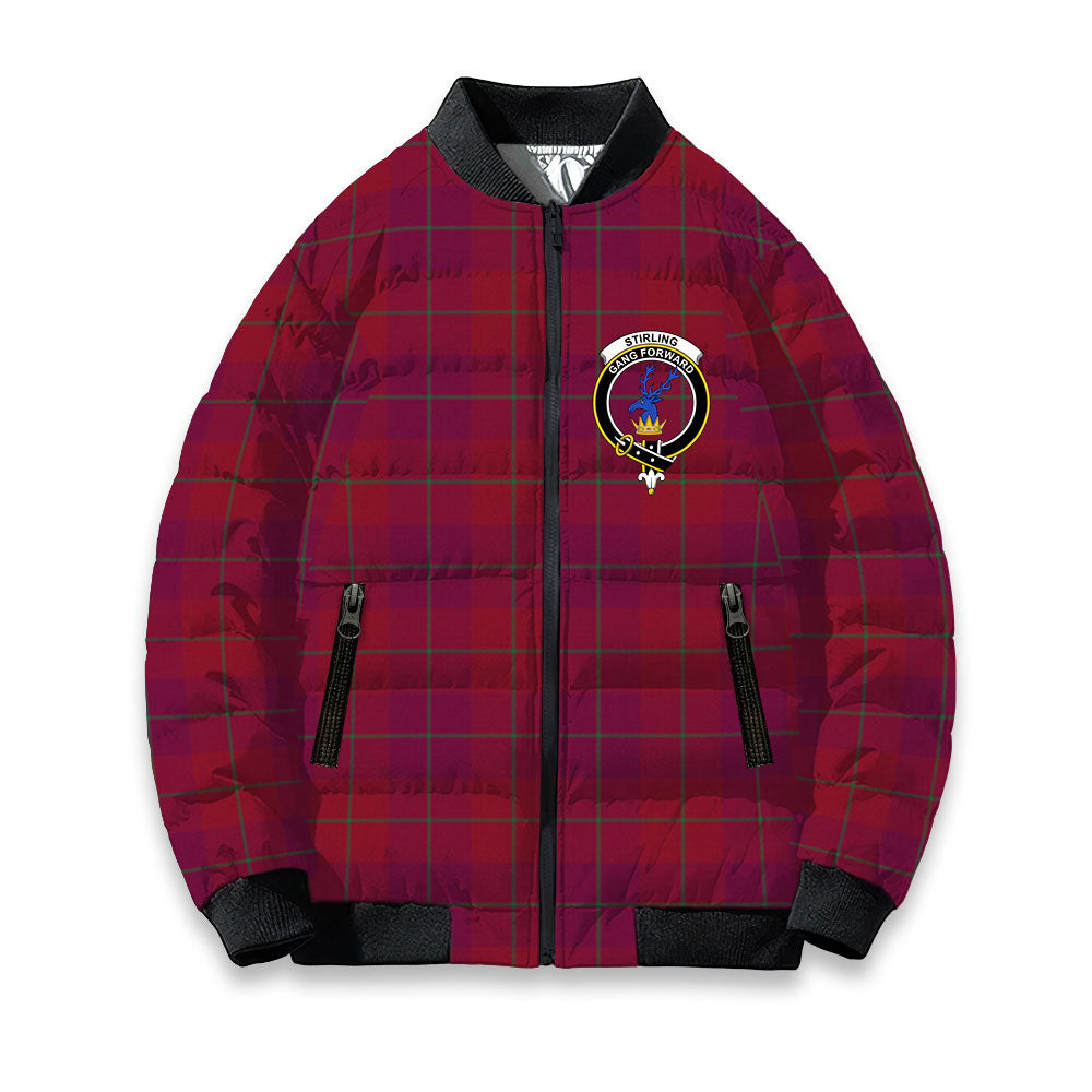 ScotsTee Shop Scottish Stirling of Keir Modern Crest Tartan Bomber Puffer Jacket