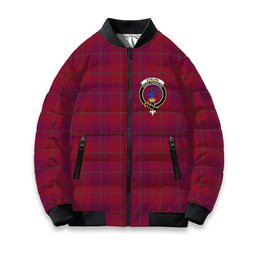 ScotsTee Shop Scottish Stirling of Keir Modern Crest Tartan Bomber Puffer Jacket