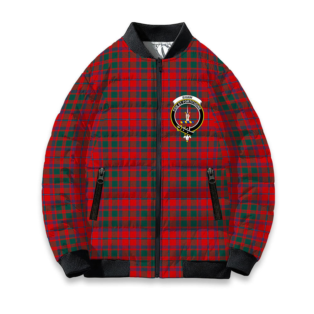 ScotsTee Shop Scottish Shaw of Tordarroch Modern Crest Tartan Bomber Puffer Jacket
