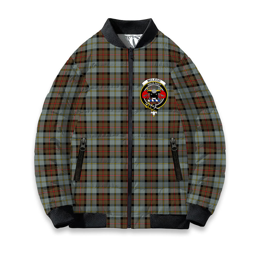 ScotsTee Shop Scottish McLeod of Harris Weathered Crest Tartan Bomber Puffer Jacket