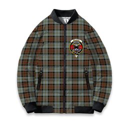 ScotsTee Shop Scottish McLeod of Harris Weathered Crest Tartan Bomber Puffer Jacket