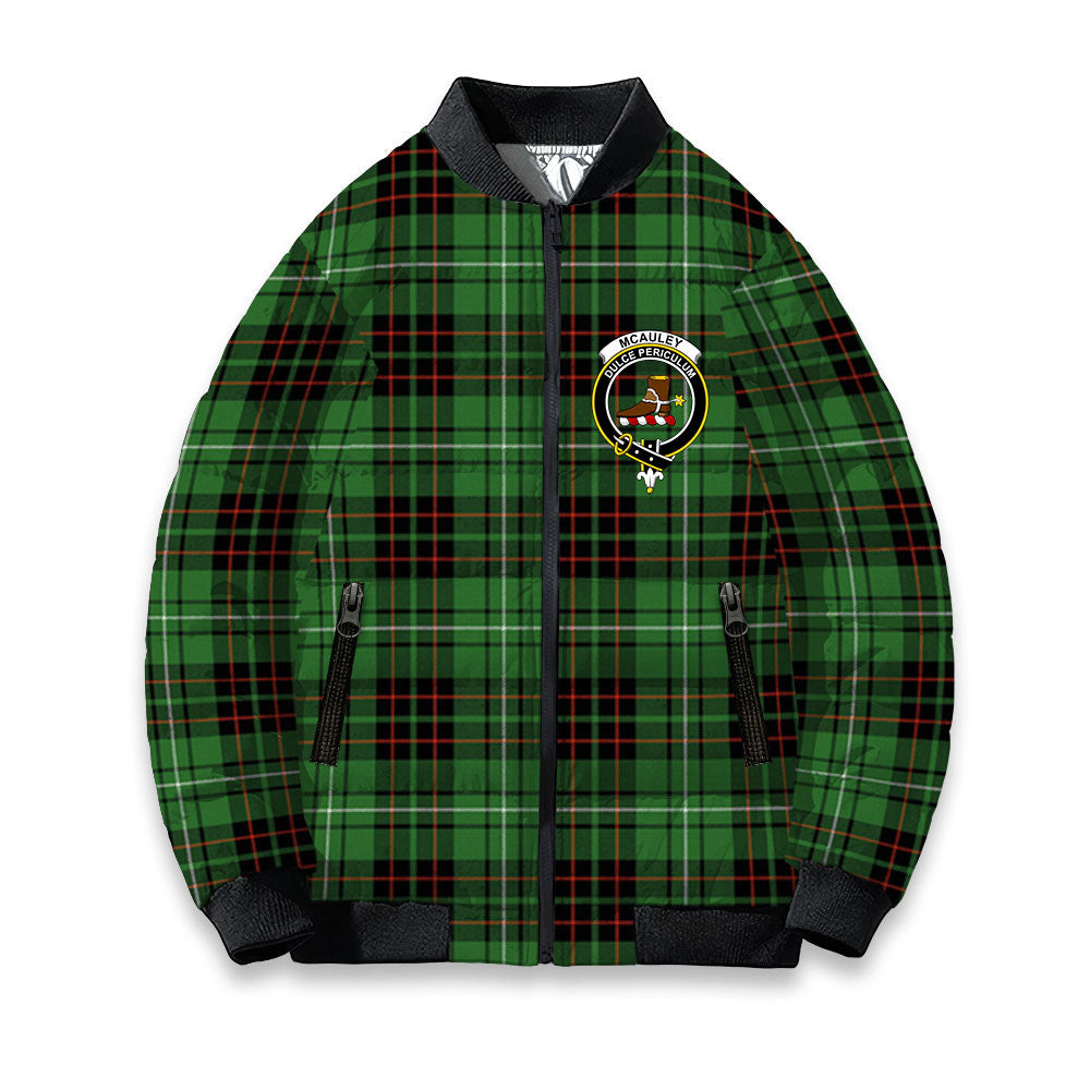 ScotsTee Shop Scottish McAuley of Lewis Ancient Crest Tartan Bomber Puffer Jacket