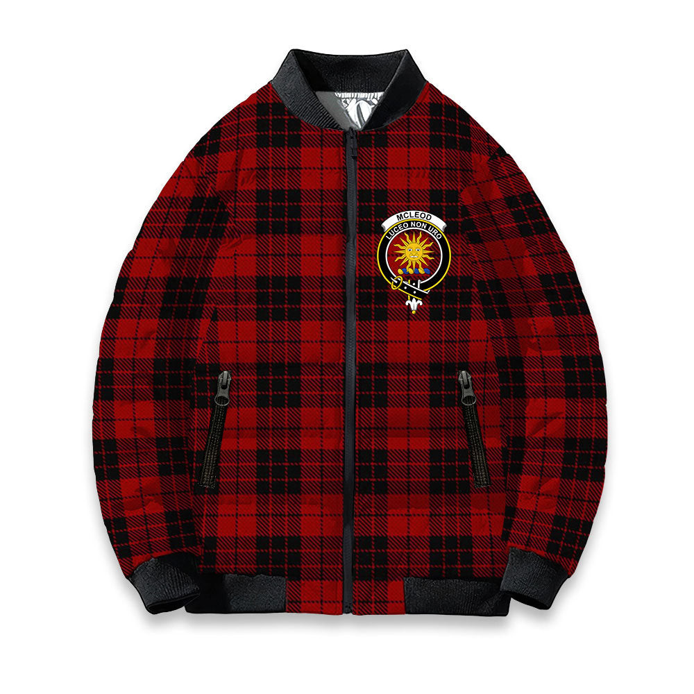 ScotsTee Shop Scottish McLeod of Raasay Crest Tartan Bomber Puffer Jacket