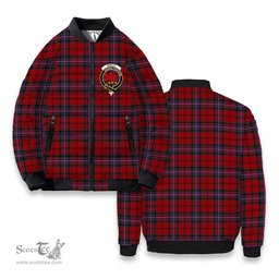 ScotsTee Shop Scottish Kelly of Sleat Red Crest Tartan Bomber Puffer Jacket