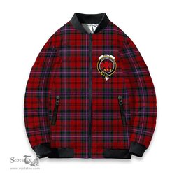 ScotsTee Shop Scottish Kelly of Sleat Red Crest Tartan Bomber Puffer Jacket
