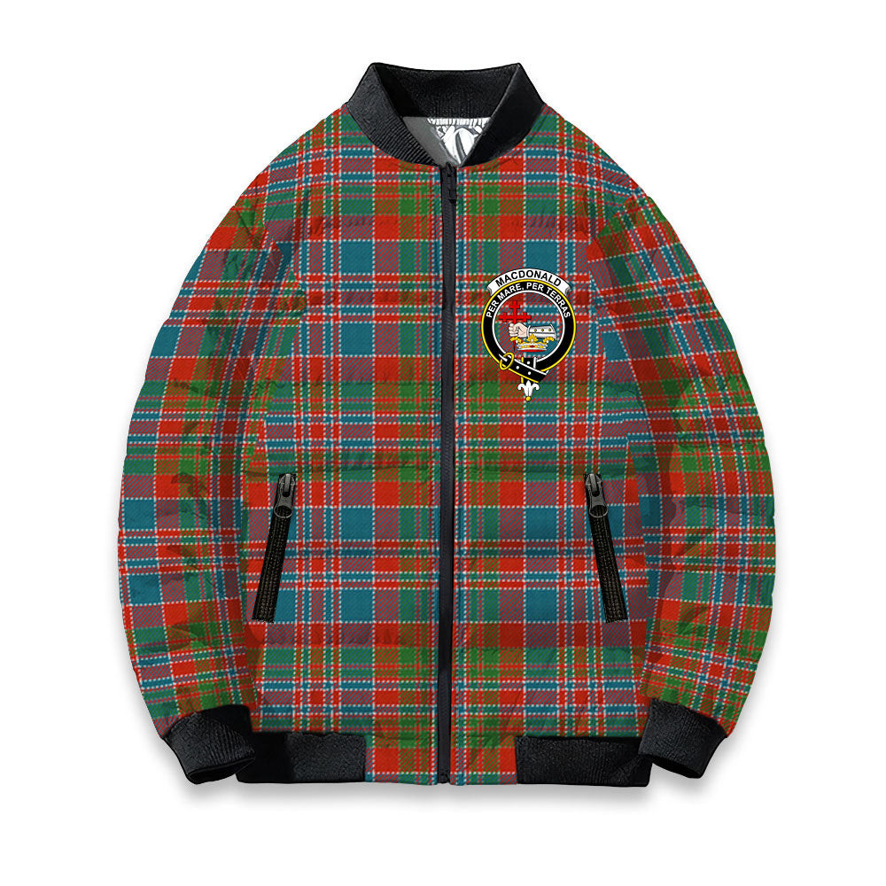 ScotsTee Shop Scottish MacDonald of Boisdale Ancient Crest Tartan Bomber Puffer Jacket