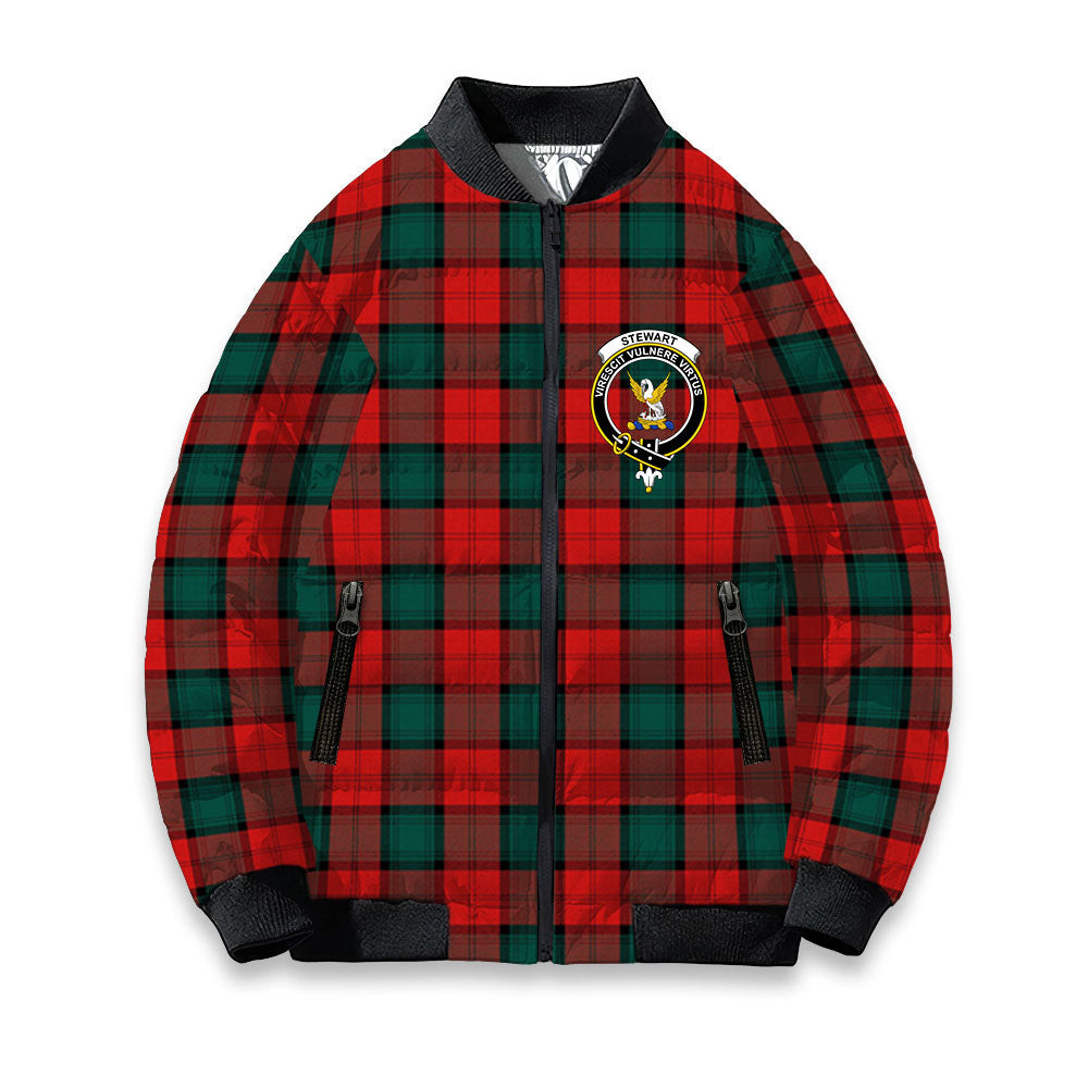 ScotsTee Shop Scottish Stewart of Atholl Modern Crest Tartan Bomber Puffer Jacket