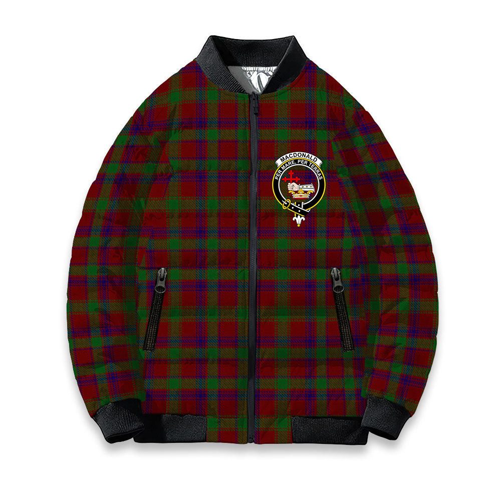 ScotsTee Shop Scottish MacDonald of Glengarry Full Dress Crest Tartan Bomber Puffer Jacket