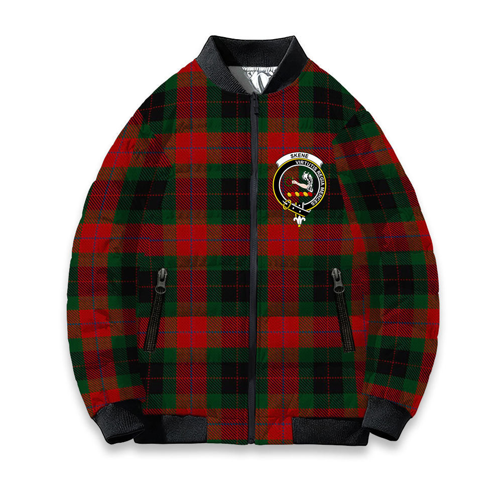 ScotsTee Shop Scottish Skene of Cromar Black Crest Tartan Bomber Puffer Jacket