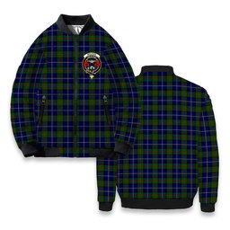 ScotsTee Shop Scottish McLeod of Harris Modern Crest Tartan Bomber Puffer Jacket