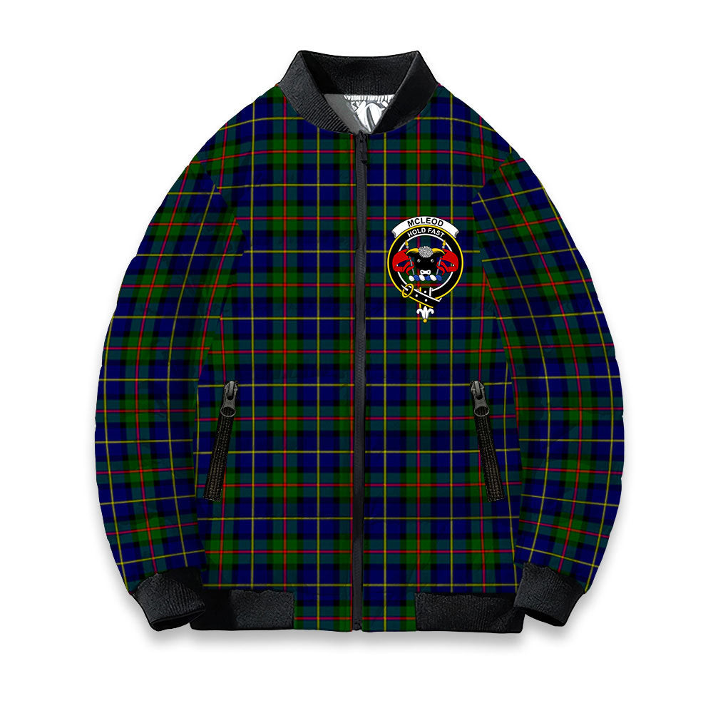 ScotsTee Shop Scottish McLeod of Harris Modern Crest Tartan Bomber Puffer Jacket