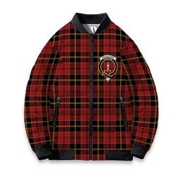 ScotsTee Shop Scottish McAlister of Skye Modern Crest Tartan Bomber Puffer Jacket