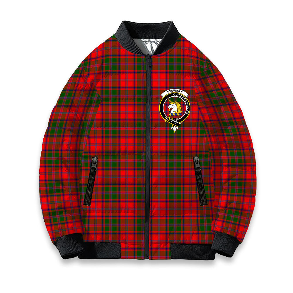ScotsTee Shop Scottish Stewart of Appin Modern Crest Tartan Bomber Puffer Jacket
