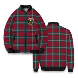ScotsTee Shop Scottish McLaine of Loch Buie Modern Crest Tartan Bomber Puffer Jacket