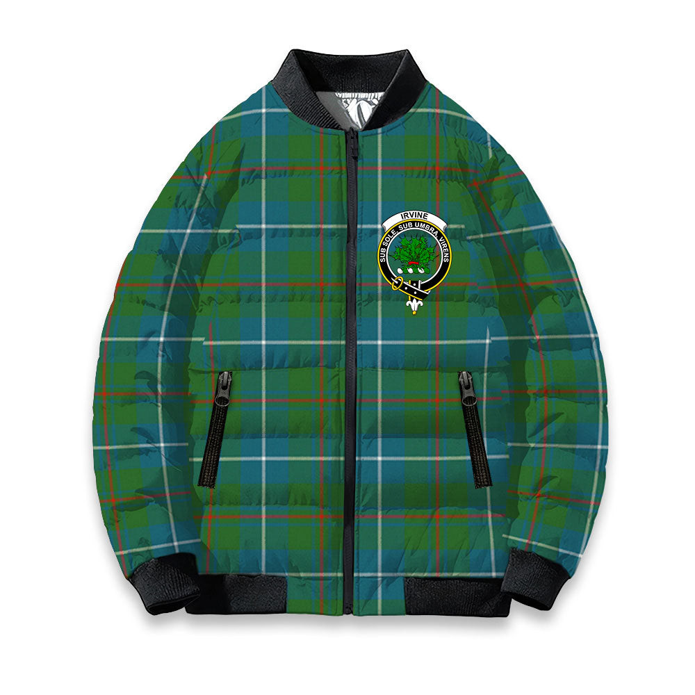 ScotsTee Shop Scottish Irvine of Bonshaw Tower Ancient Crest Tartan Bomber Puffer Jacket