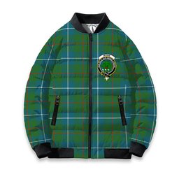 ScotsTee Shop Scottish Irvine of Bonshaw Tower Ancient Crest Tartan Bomber Puffer Jacket