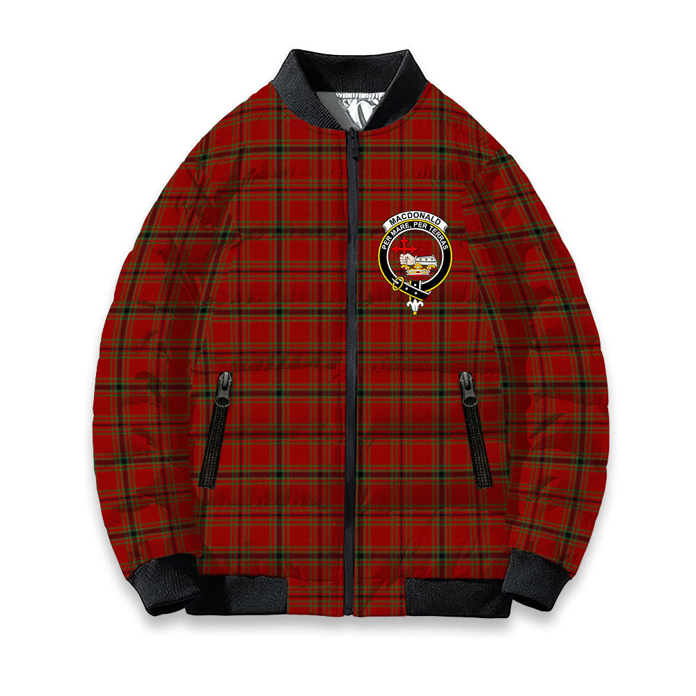 ScotsTee Shop Scottish MacDonald of Belfinlay Crest Tartan Bomber Puffer Jacket