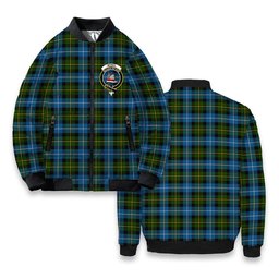 ScotsTee Shop Scottish McNeil of Barra Crest Tartan Bomber Puffer Jacket