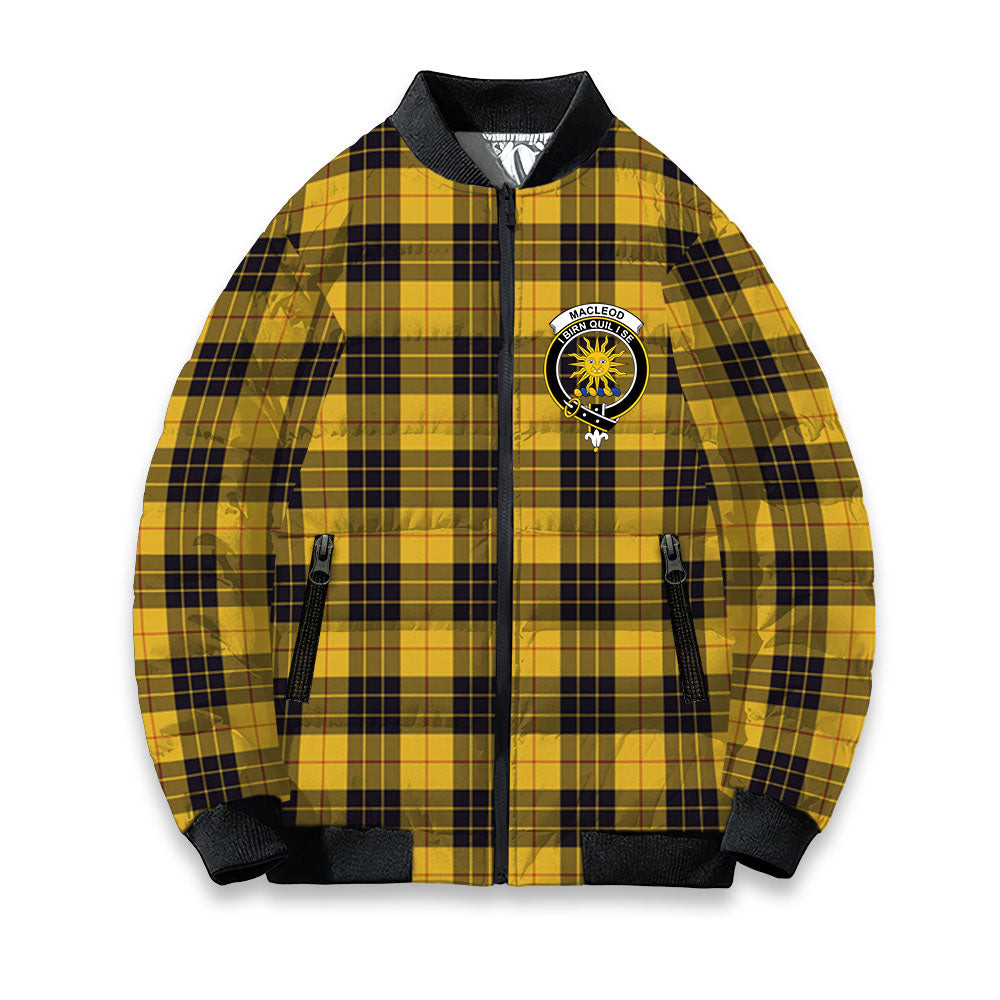 ScotsTee Shop Scottish MacLeod of Lewis Ancient SC Crest Tartan Bomber Puffer Jacket