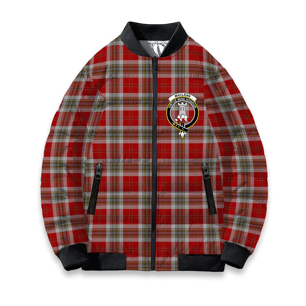 ScotsTee Shop Scottish MacLean of Duart Dress Red Crest Tartan Bomber Puffer Jacket