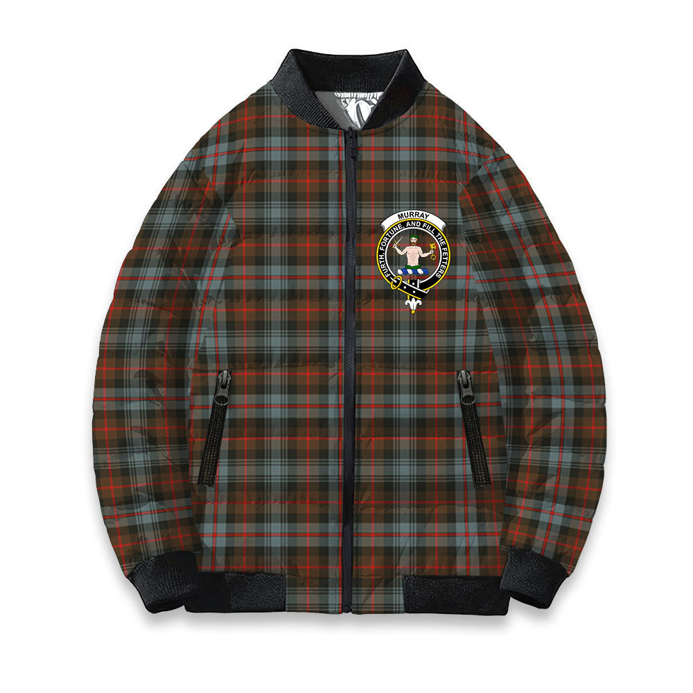 ScotsTee Shop Scottish Murray of Atholl Weathered Crest Tartan Bomber Puffer Jacket