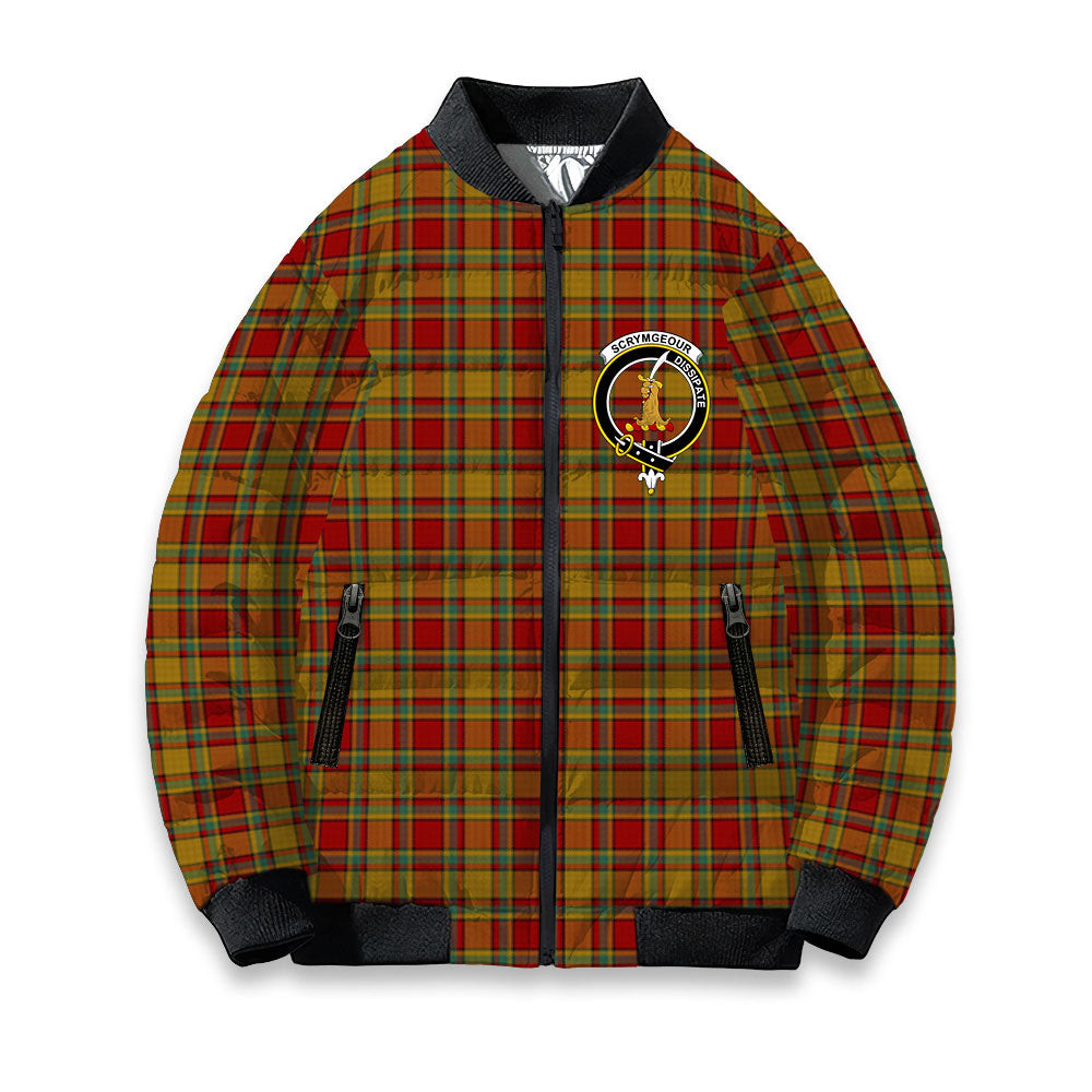ScotsTee Shop Scottish Scrimgeour of Glassary Crest Tartan Bomber Puffer Jacket