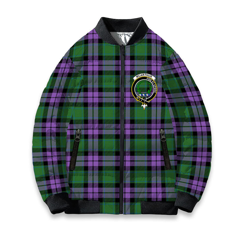 ScotsTee Shop Scottish McArthur of Milton Ancient Crest Tartan Bomber Puffer Jacket