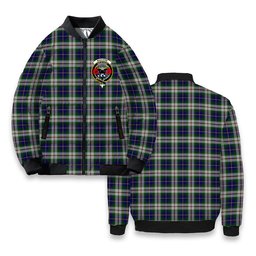 ScotsTee Shop Scottish MacLeod of California Crest Tartan Bomber Puffer Jacket