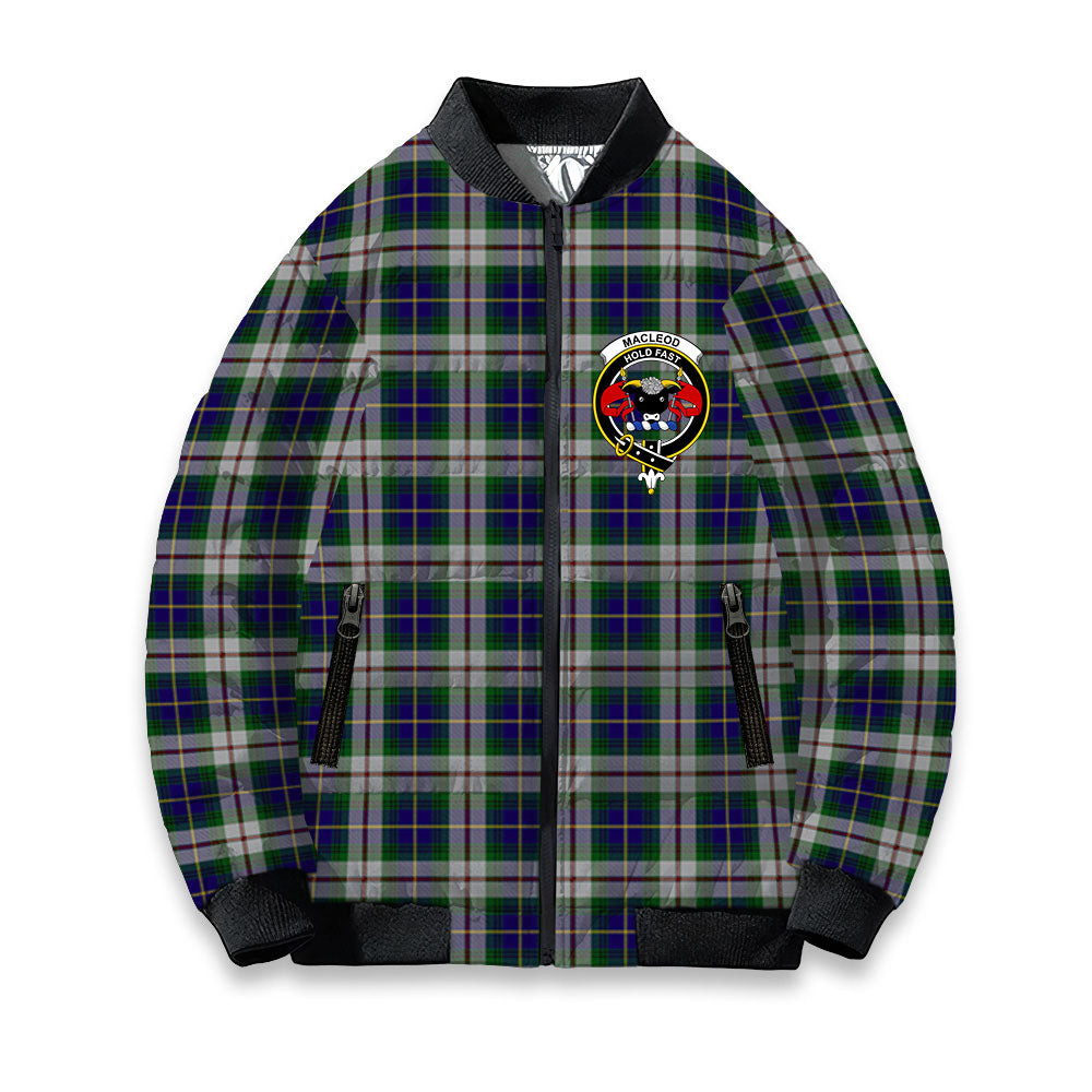 ScotsTee Shop Scottish MacLeod of California Crest Tartan Bomber Puffer Jacket
